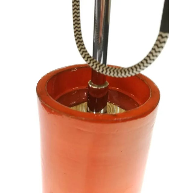 1970s Orange Ceramic, Cane & Chrome Table Lamp, 1970s For Sale - Image 5 of 10
