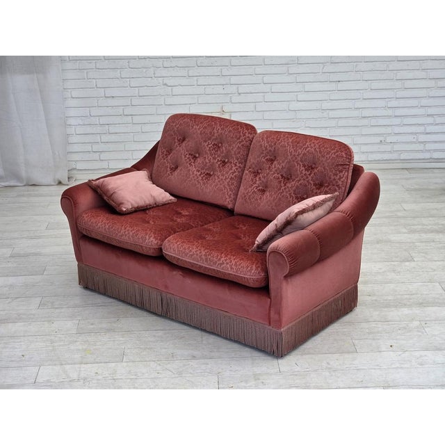 Scandinavian 2-Seater Sofa in Pink Furniture Velour, 1980s For Sale - Image 14 of 17