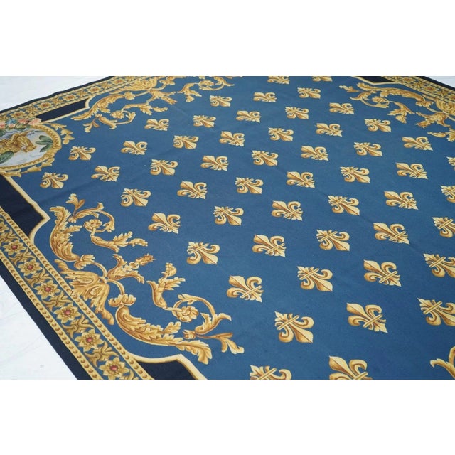 Blue French Aubusson Design Rug 8'1'' X 10'2'' For Sale - Image 8 of 10