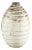 Large Artisan Cream Glazed Ceramic Vase with Brown Striated Bands For Sale