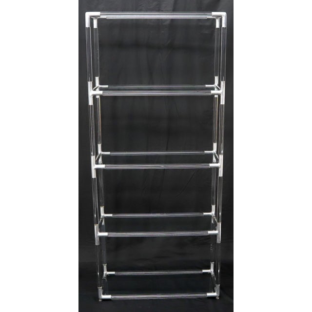 Metal 5-Tier Lucite and Glass Mid-Century Modern Étagère Shelf Wall Unit For Sale - Image 7 of 13
