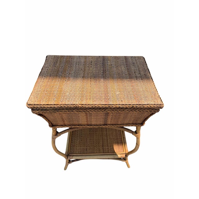 Mid 20th Century 20th Century Boho Chic Rattan Table With Storage Compartment For Sale - Image 5 of 8