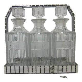 Set of 4, Early 20th Century Art Deco Tantalus For Sale