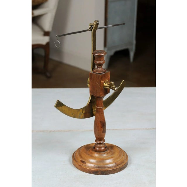 French 19th Century Robert A Vienne French Brass Fabric Scale on Wooden Base For Sale - Image 3 of 13