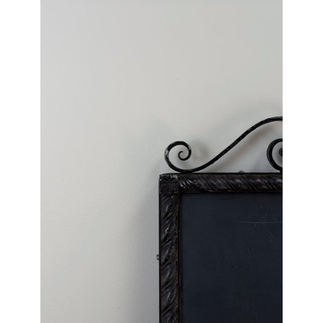 Black Vintage Spanish Revival Real Slate Chalkboard | Gothic Cross Wrought Iron Frame For Sale - Image 8 of 10