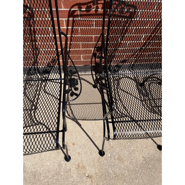 Metal 1980s Black Meadowcraft Dogwood Patio Wrought Iron Dining Set 4 Chairs Table, Attributed For Sale - Image 7 of 10