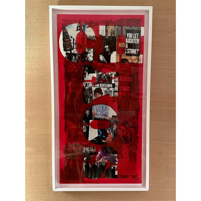 Rolling Stones, Beatles “Chaos” Paint Over Paper Mixed Media on Canvas - Signed by Artist For Sale - Image 12 of 12