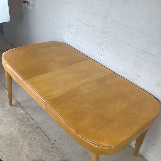 Khaki Vintage Heywood-Wakefield Wheat Extension Dining Table For Sale - Image 8 of 18