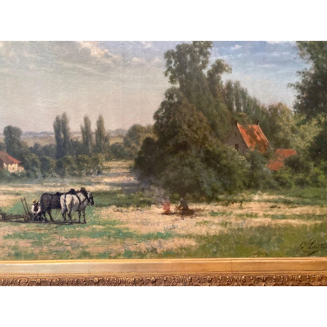 Large Guillaume Lauters 19th-C Pastoral Landscape Oil Painting, Superb Frame For Sale In New Orleans - Image 6 of 6