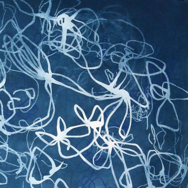 2010s "Blue Chiffon No.1 - Compressed Veil" - Blue Abstract Acrylic Painting on Paper For Sale - Image 5 of 7
