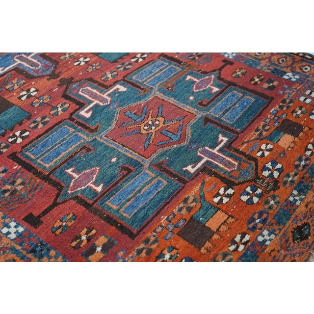 Red Antique Heriz Runner 3'4'' x 14'4'' For Sale - Image 8 of 11