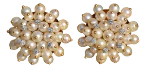 The Sundi: Bhagat Style Pearl and Diamond Earrings, 2 Pieces