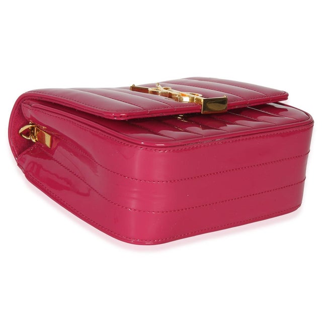 Pink Patent Matelasse Monogram Small Vicky Chain Bag For Sale In New York - Image 6 of 9