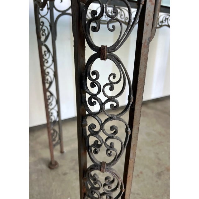 Gray Early 20th Century Glass Top Iron Table For Sale - Image 8 of 10