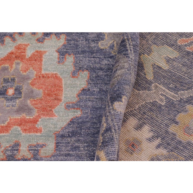 Gray Boho Chic Oushak Paloma Blue/Gray Wool&Silk Rug - 9'11'' X 13'11'' For Sale - Image 8 of 8