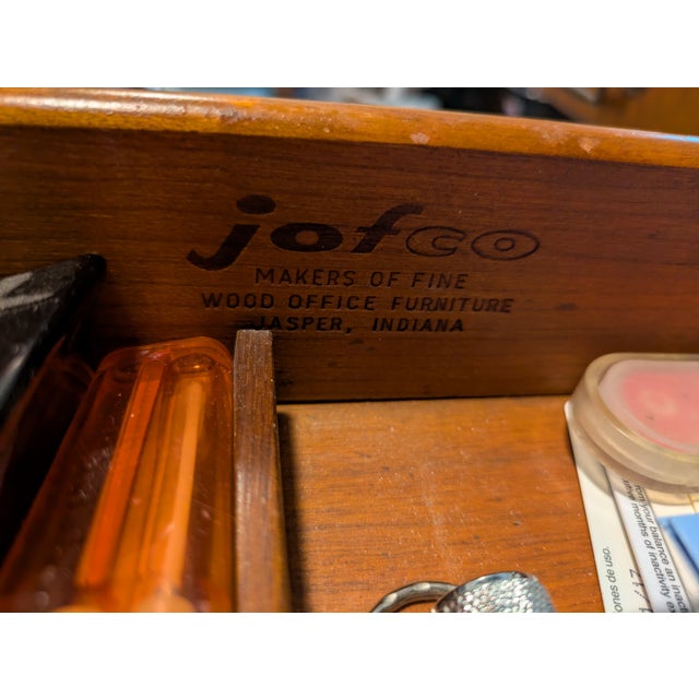 1950s 1950s Jofco Brand Walnut Executive Office Desk For Sale - Image 5 of 12