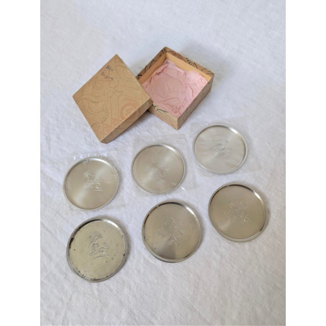 Engraved Pewter Glass Coasters by Just Andersen, 1930s, Set of 12 For Sale - Image 4 of 16