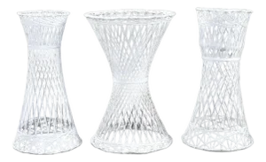 Set of 3 Russell Woodard Spun Fiberglass Outdoor Plant Stand Planters
