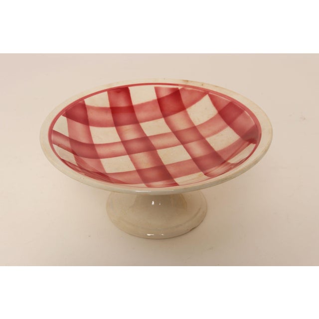 Vintage French cake stand model 8008 by Givors, a small faïencerie in the Rhône valley (ca. 1950s). Plate is decorated in...
