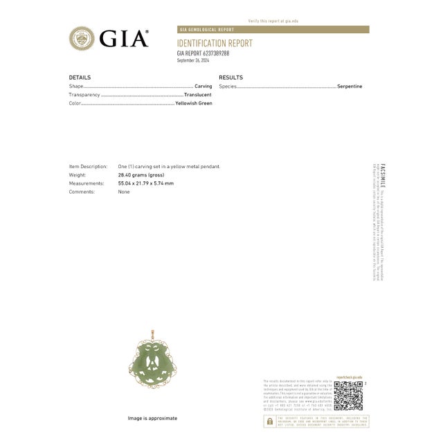 Gemstone 19th Century Gia Certified, Vintage Chinese Serpentine Butterfly Gold Pendant For Sale - Image 7 of 7