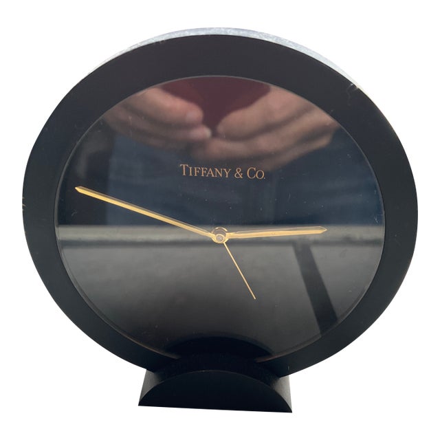 1990s Black and Gold Tiffany Alan Clock For Sale