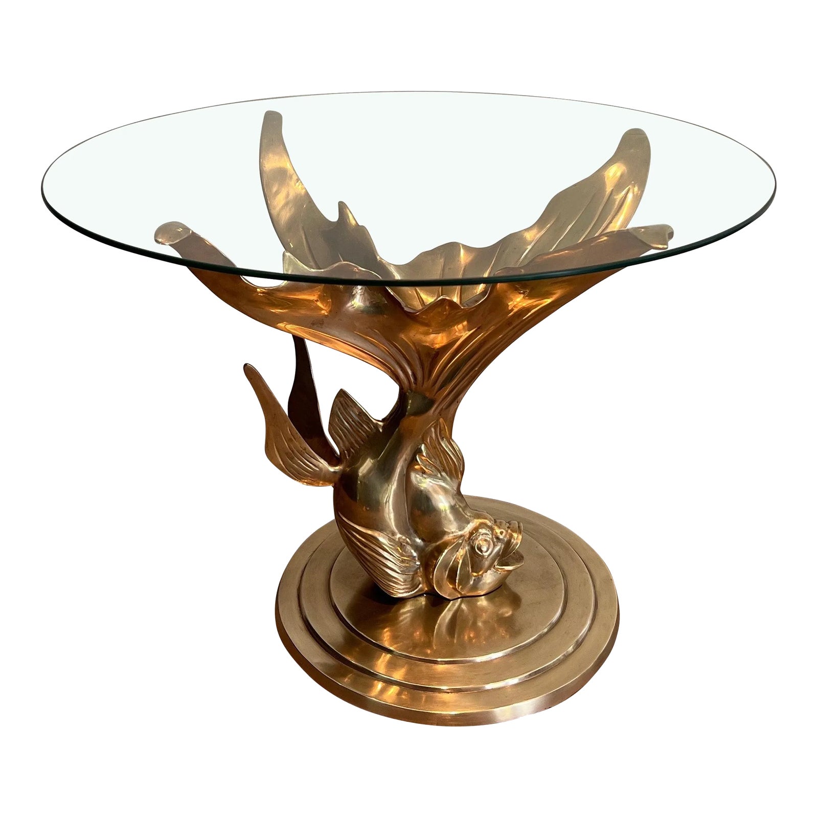Brass Coffee Table Representing a Fish | Chairish