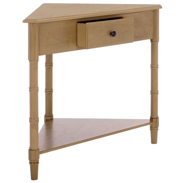 Wood Gomez 1 Drawer 1 Shelf Corner Table in Desert Brown For Sale - Image 7 of 9