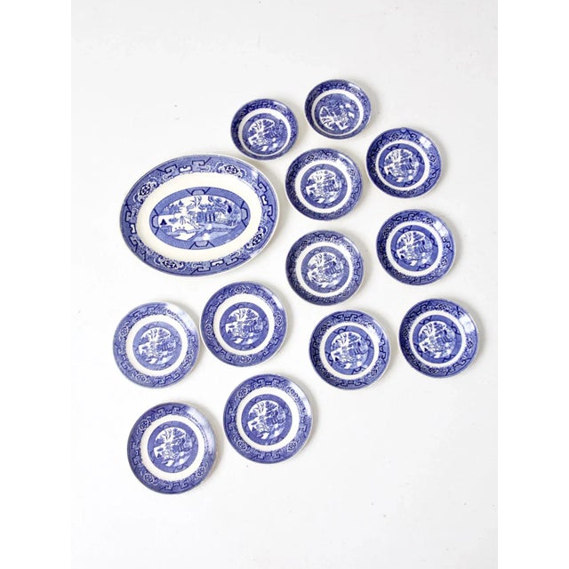 Japanese Homer Laughlin Blue Willow Ware Dishes - Set of 13 For Sale - Image 3 of 10
