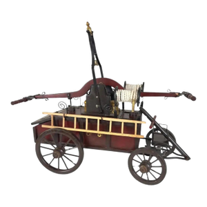 19th C Antique Iron & Wood Fire Engine Large Model or Sculpture