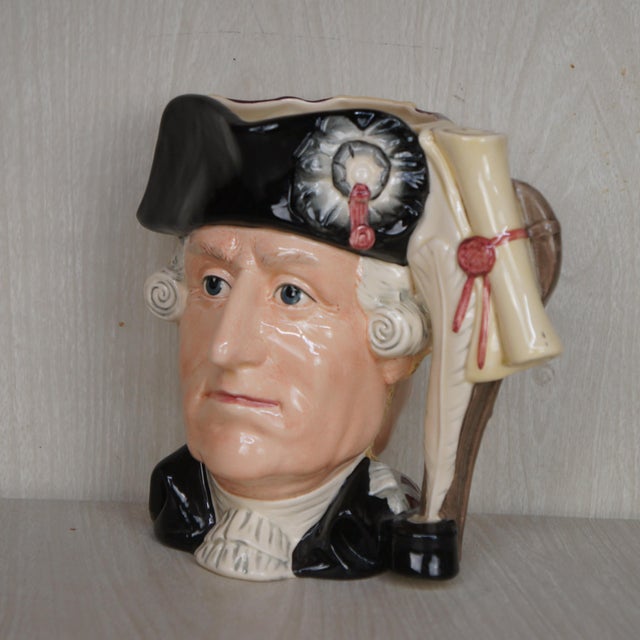 1980s English Signed Royal Doulton George Washington & King George III Toby Character Jug For Sale - Image 6 of 16
