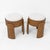 Mid-Century Modern Art Deco Ash Wood Stools in White Bouclé, 2000, Set of 2 For Sale - Image 3 of 8