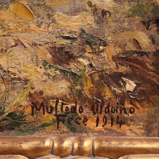 Italian School, Landscape with Figure Painting, 1914, Oil on Canvas For Sale - Image 11 of 16