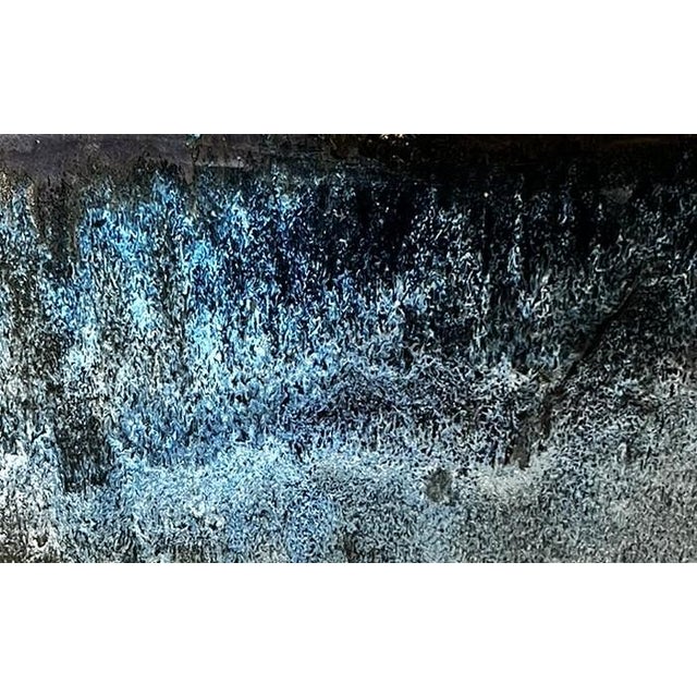 Ceramic Vintage Blue Flame Glaze Square Cachepot For Sale - Image 7 of 8