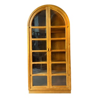 Round Arched Teak Display Case with Lighting by Dyrlund For Sale