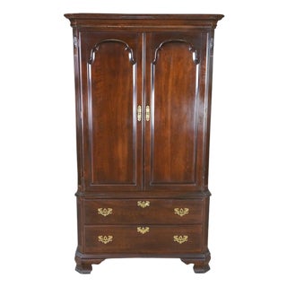 1990s Ethan Allen Georgian Court Cherry Clothing Armoire Linen Press 11-5265 For Sale