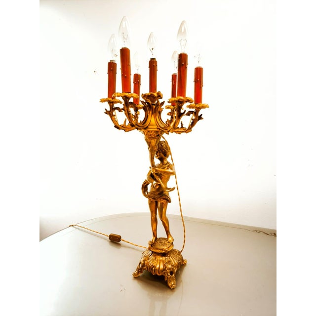 Bronze Putto Lamp with Six Lights For Sale - Image 13 of 18