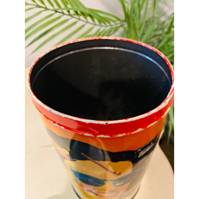 Metal Vintage 1970s Fiorucci Tin Can Display Pop Art Colorful Fashion Hawaiian Design For Sale - Image 7 of 10