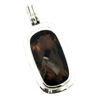 1990s David Yurman Large Smokey Topaz Albion Pendant Sterling Silver Estate For Sale