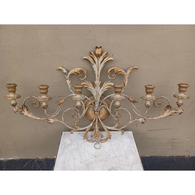 Mid 20th Century Vintage Mid 20th Century Italian Gilt 6 Candle Wall Sconce For Sale - Image 5 of 5