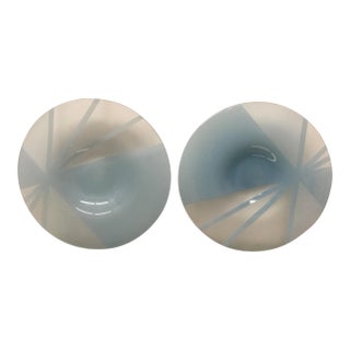 Grant Art Glass Cut Back Glass Dishes - A Pair For Sale