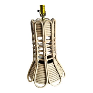 Boho Chic Pencil Reed Rattan Table Lamp For Sale