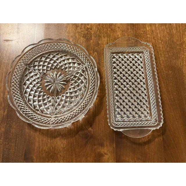 Mid 20th Century Mid 20th Century Anchor Hocking Wexford Divided Relish Dish and Tray For Sale - Image 5 of 10