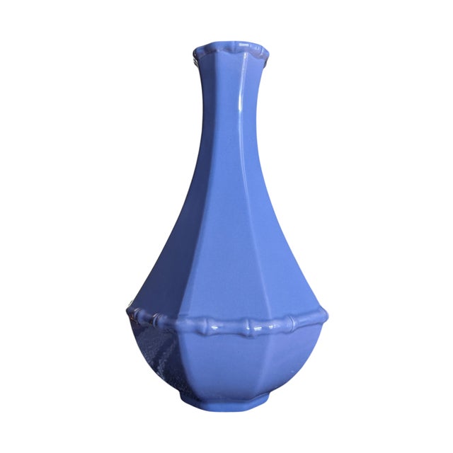 Jonathan Adler Happy Chic Purple Ceramic Vase with Faux Bamboo Accents Vase Height 9.5" Vase Width 5.5" Opening measures...