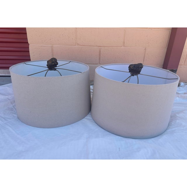 Farmhouse Pair of Uttermost Lamp Shades W/Lion Finial For Sale - Image 3 of 6