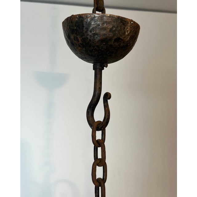 1940s Gothic Style 8 Light Round Wrought Iron Chandelier For Sale - Image 6 of 12