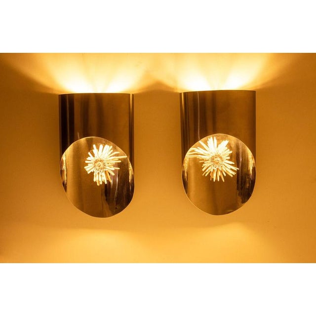 Large Polished Metal Wall Sconces, 1970s, Set of 2 For Sale - Image 8 of 9