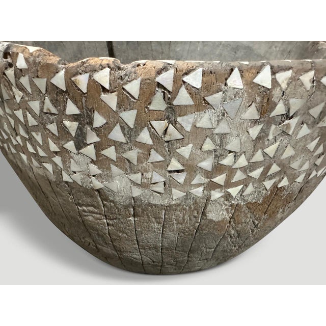 Wood Shell Inlaid Bowl For Sale - Image 7 of 18