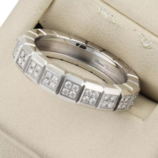 Chopard Chopard Diamond 18k White Gold 4.5mm Wide Cube Design Band Ring Size 5.75 For Sale - Image 4 of 5