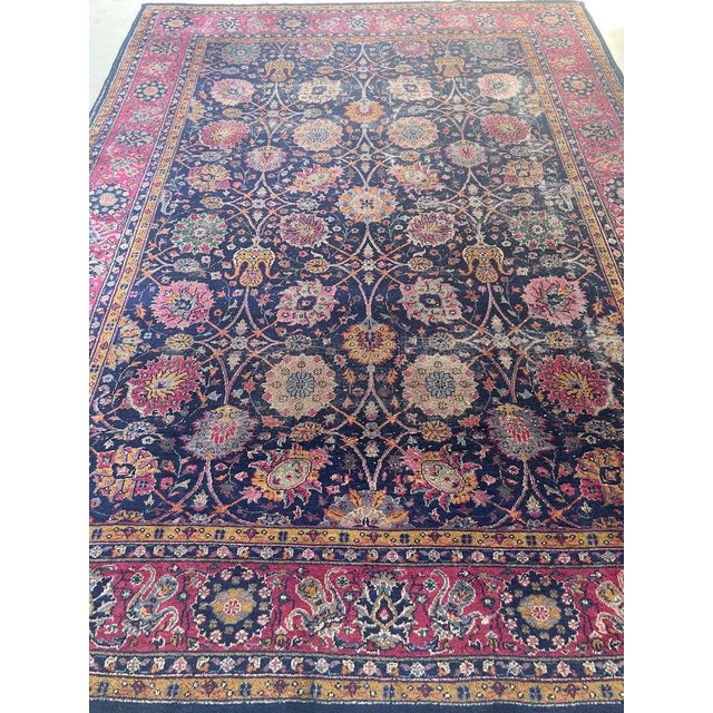 Textile Vintage Turkish Tabriz Design Magenta Rug 9.3 x 12.2 For Sale - Image 7 of 14
