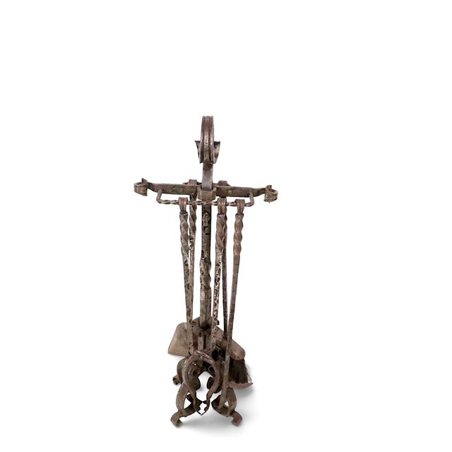 Vintage Arts and Crafts Spanish Style Fireplace Tool Set For Sale - Image 9 of 11